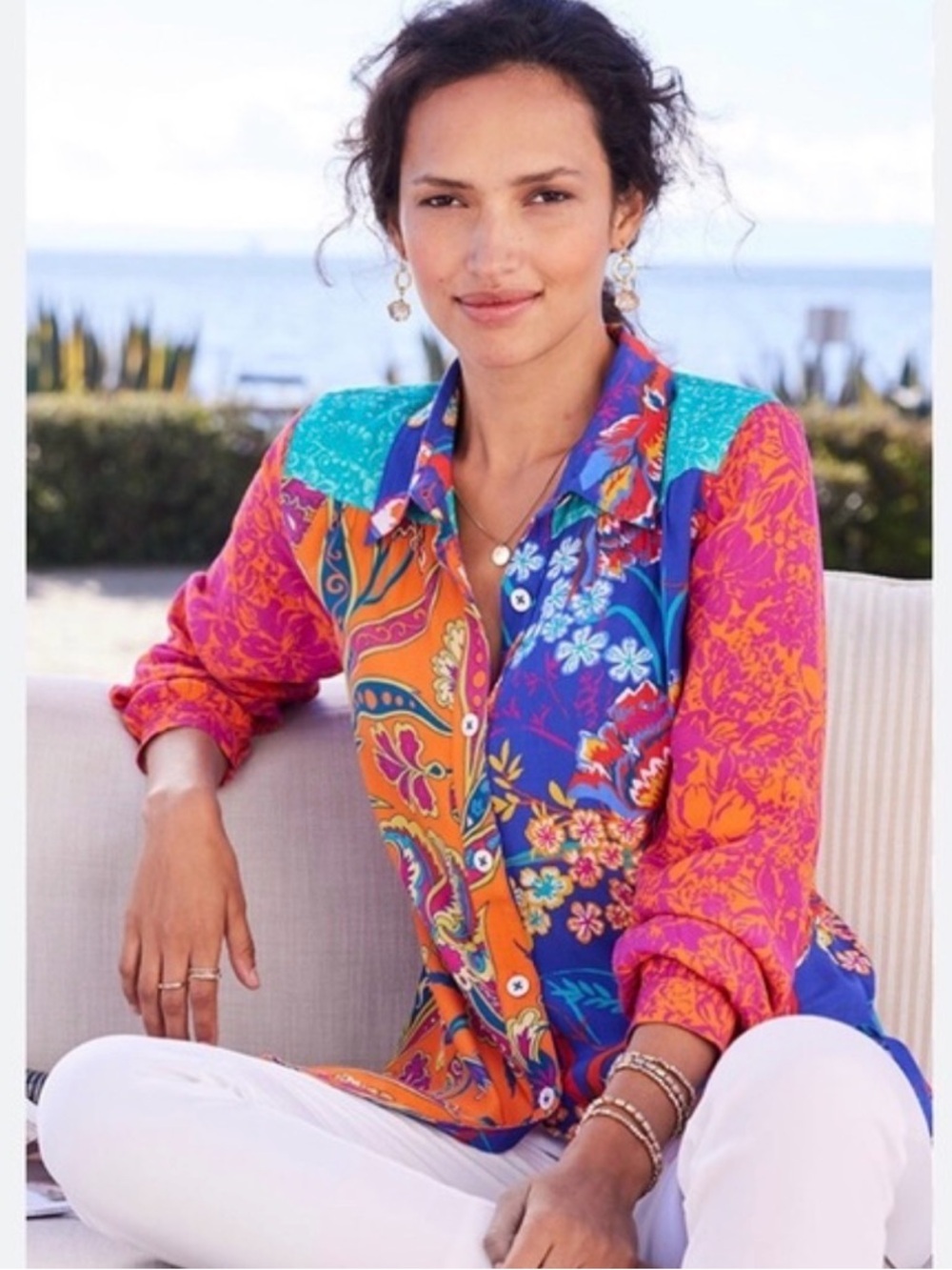 Soft Surroundings Hermosa Patchwork Embroidered top - Picture 2 of 15